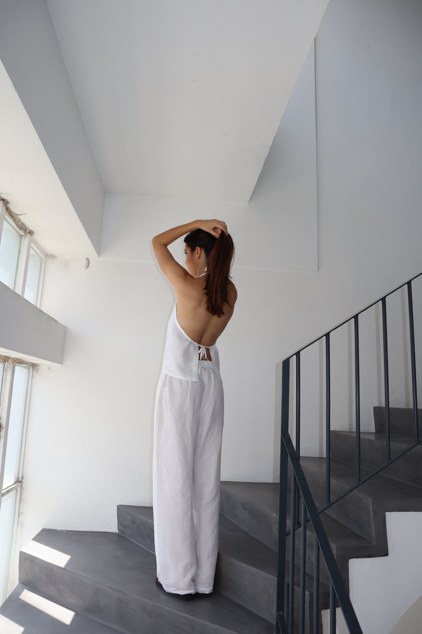 Column Trousers Linen - White