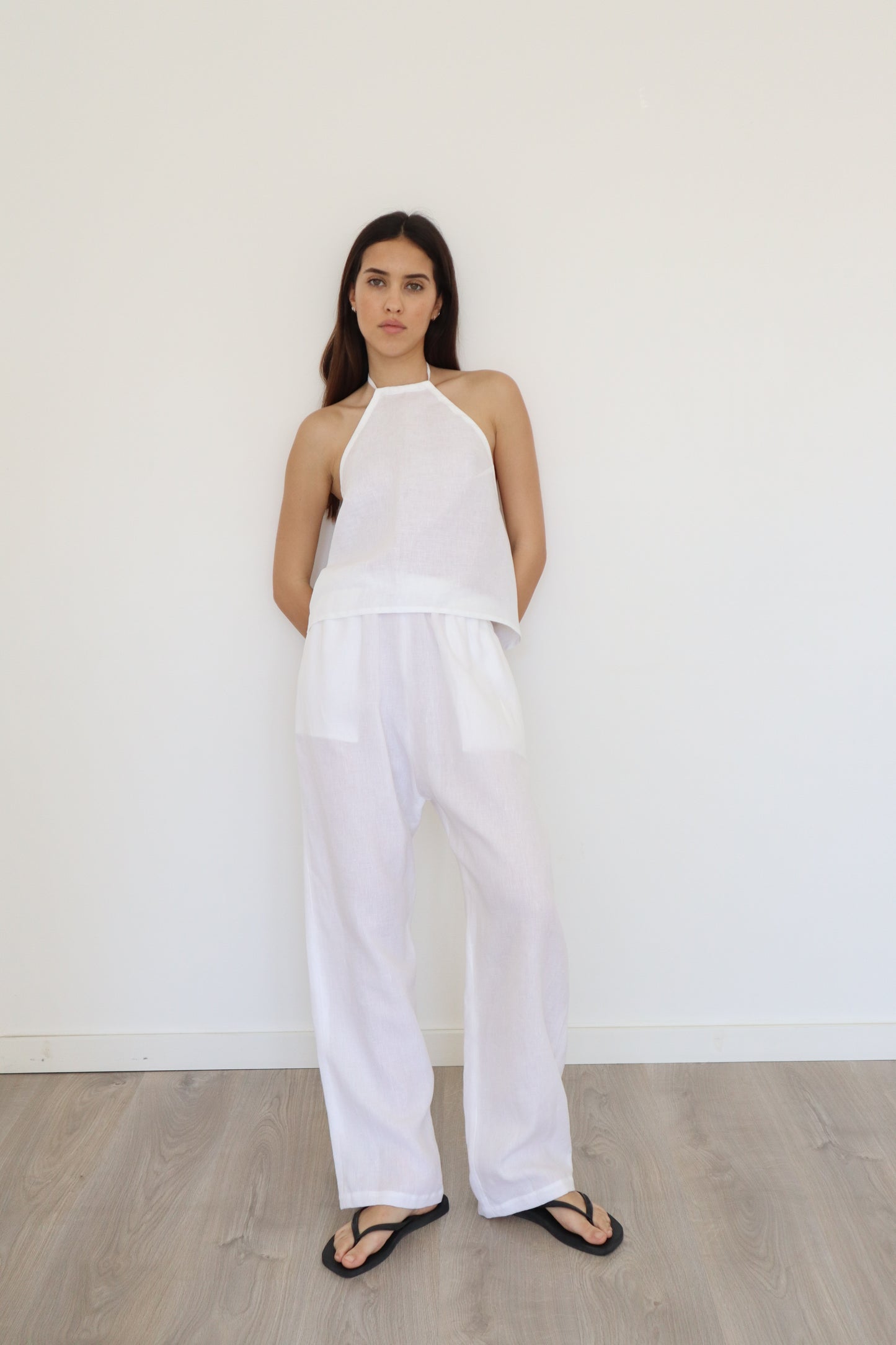 Column Trousers Linen - White