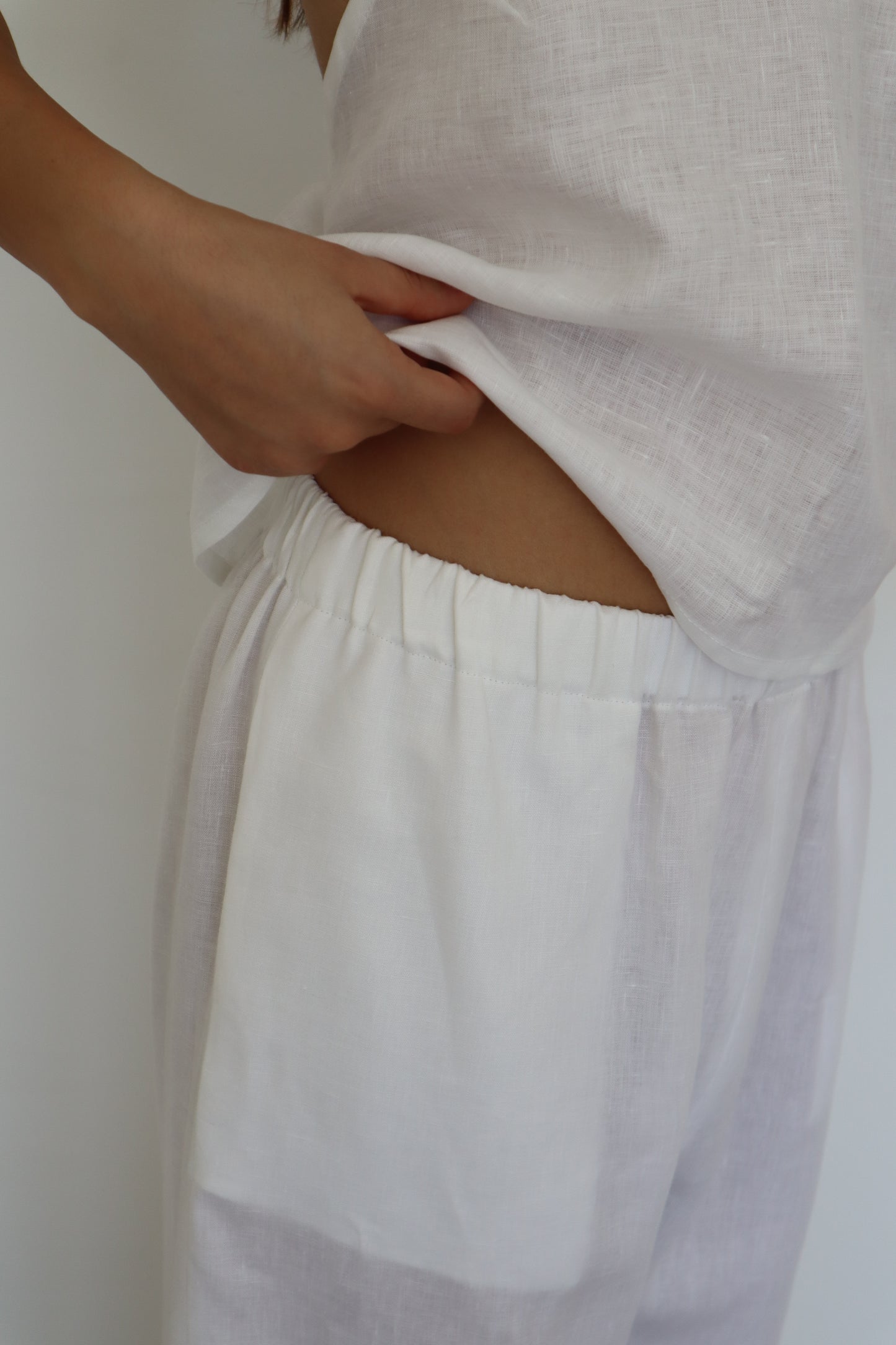 Column Trousers Linen - White