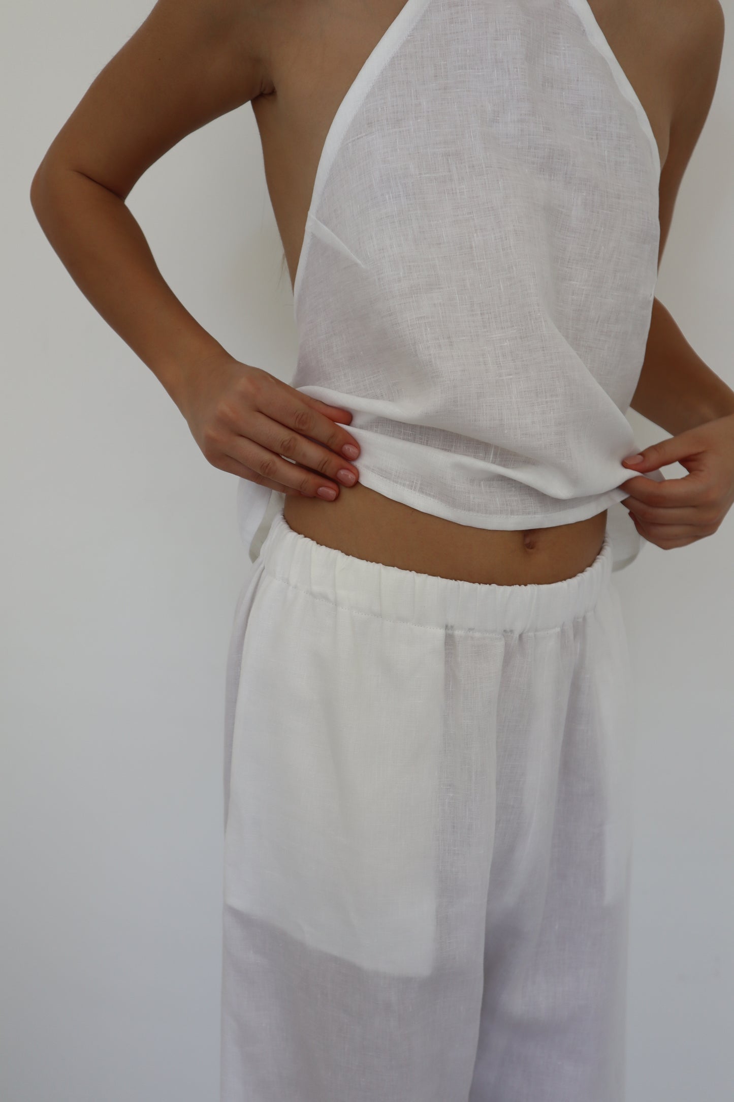 Column Trousers Linen - White